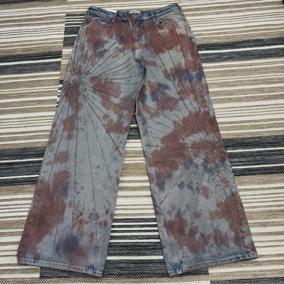 Free People We the Free Aurora Mid Rise Embellished Flare Jeans Size 30 - Picture 4 of 16